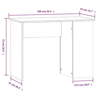 Bureau 100x55x75 cm bewerkt hout wit 8
