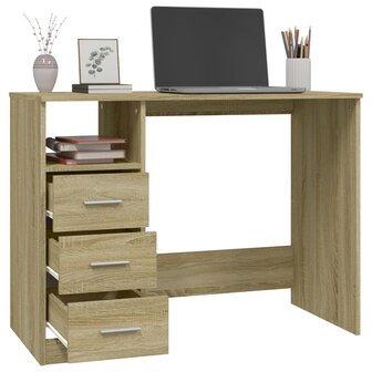 Bureau met lades 102x50x76 cm bewerkt hout sonoma eikenkleurig 5