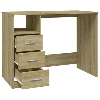 Bureau met lades 102x50x76 cm bewerkt hout sonoma eikenkleurig 7