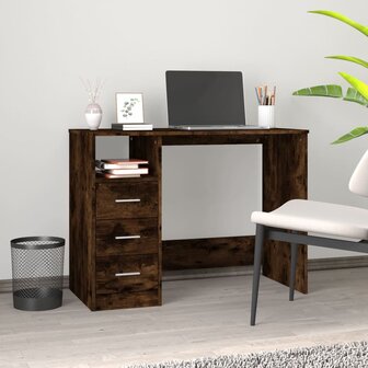 Bureau met lades 102x50x76 cm bewerkt hout gerookt eikenkleurig 1