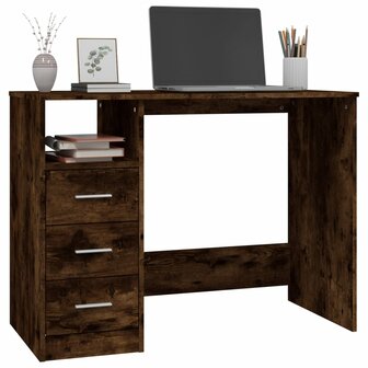 Bureau met lades 102x50x76 cm bewerkt hout gerookt eikenkleurig 4