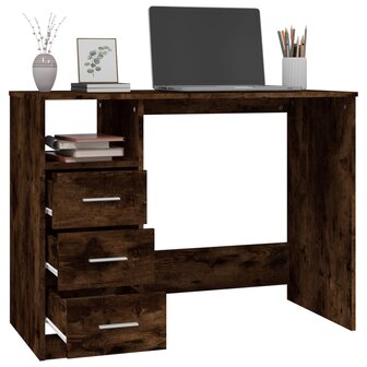 Bureau met lades 102x50x76 cm bewerkt hout gerookt eikenkleurig 5