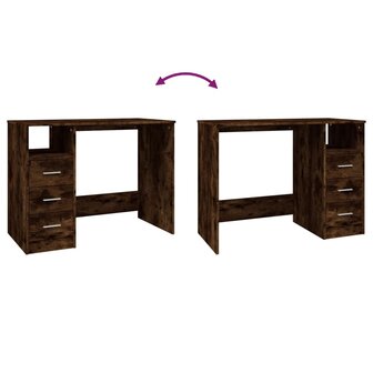 Bureau met lades 102x50x76 cm bewerkt hout gerookt eikenkleurig 9