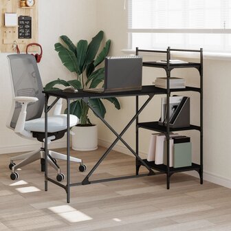 Computerbureau met schappen 120x47x109 cm zwart 1