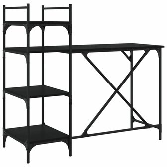 Computerbureau met schappen 120x47x109 cm zwart 2