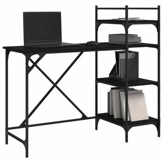 Computerbureau met schappen 120x47x109 cm zwart 3