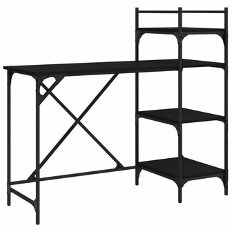 Computerbureau met schappen 120x47x109 cm zwart 6