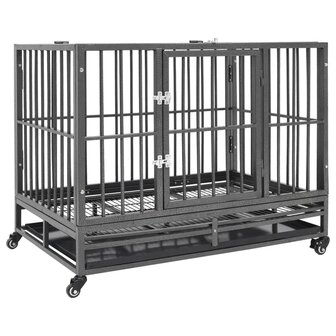 Hondenbench met wielen 92x62x76 cm staal 1