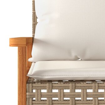 Tuinbankje met kussen poly rattan en acaciahout gemengd beige 8
