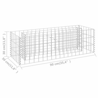 Gabion plantenbak verhoogd 90x30x30 cm gegalvaniseerd staal 7