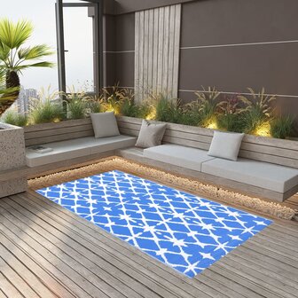 Buitenkleed 80x150 cm PP blauw en wit 1