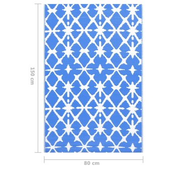 Buitenkleed 80x150 cm PP blauw en wit 7