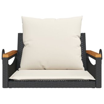 Schommelbank met kussens 63x62x40 cm poly rattan zwart 4