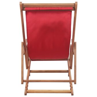 Strandstoel inklapbaar stof en houten frame rood 4