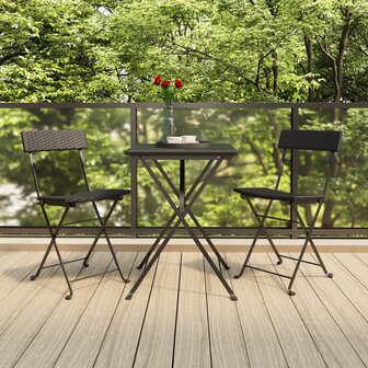 Bistrostoelen inklapbaar 2 st poly rattan en staal zwart 1