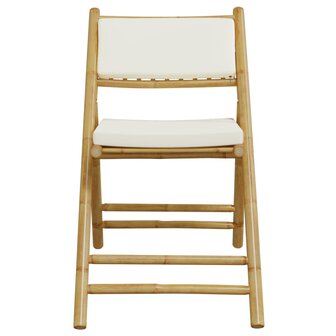 Bistrostoelen 2 st inklapbaar met kussens bamboe cr&egrave;mewit 5