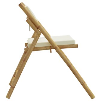 Bistrostoelen 2 st inklapbaar met kussens bamboe cr&egrave;mewit 6