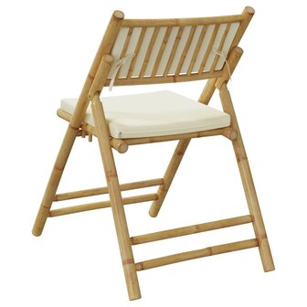 Bistrostoelen 2 st inklapbaar met kussens bamboe cr&egrave;mewit 7
