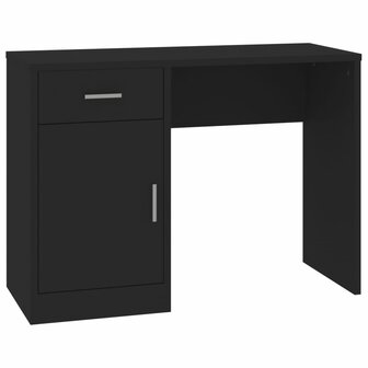 Bureau met kast en lade 100x40x73 cm bewerkt hout zwart 2