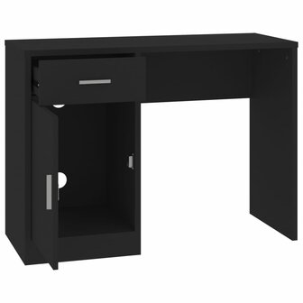 Bureau met kast en lade 100x40x73 cm bewerkt hout zwart 6