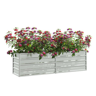 Plantenbak verhoogd 160x40x45 cm gegalvaniseerd staal zilver 3