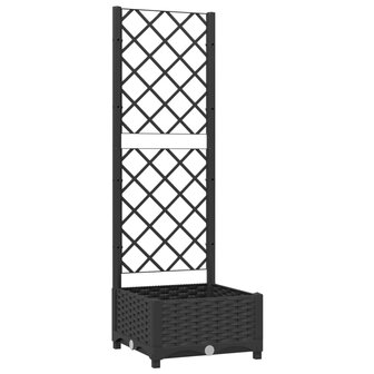 Plantenbak met latwerk 40x40x121,5 cm polypropeen zwart 2