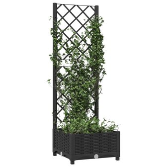 Plantenbak met latwerk 40x40x121,5 cm polypropeen zwart 3