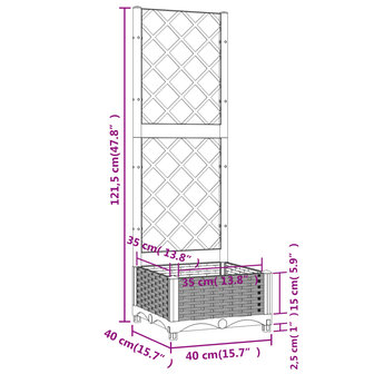 Plantenbak met latwerk 40x40x121,5 cm polypropeen zwart 8