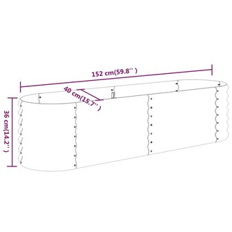 Plantenbak 152x40x36 cm gepoedercoat staal bruin 6