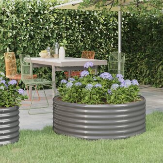 Plantenbak 100x100x36 cm gepoedercoat staal grijs 1