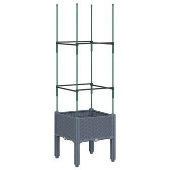Plantenbak met latwerk 40x40x142,5 cm polypropeen grijs 2