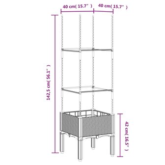 Plantenbak met latwerk 40x40x142,5 cm polypropeen grijs 7