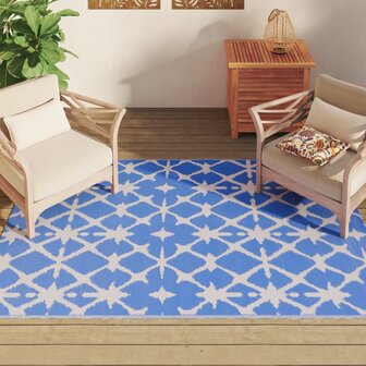 Buitenkleed 140x200 cm polypropeen blauw en wit 3
