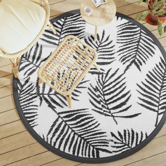 Buitenkleed &Oslash;160 cm polypropeen wit en zwart 1