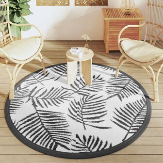 Buitenkleed &Oslash;160 cm polypropeen wit en zwart 3