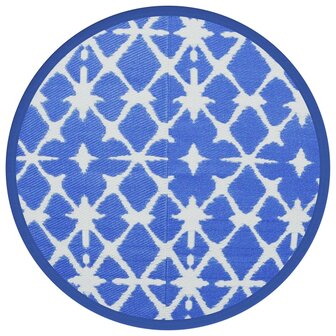 Buitenkleed &Oslash;120 cm polypropeen blauw en wit 2
