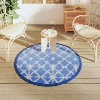 Buitenkleed &Oslash;120 cm polypropeen blauw en wit 3