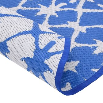 Buitenkleed &Oslash;120 cm polypropeen blauw en wit 5