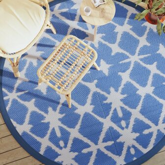 Buitenkleed &Oslash;200 cm polypropeen blauw en wit 1