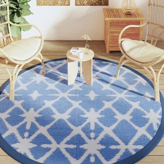 Buitenkleed &Oslash;200 cm polypropeen blauw en wit 3