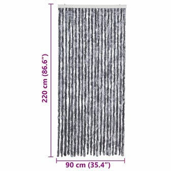 Vliegengordijn 90x220 cm chenille zilverkleurig 7