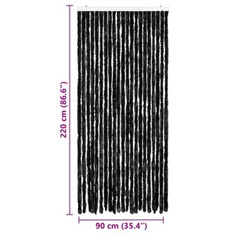 Vliegengordijn 90x220 cm chenille antraciet 7