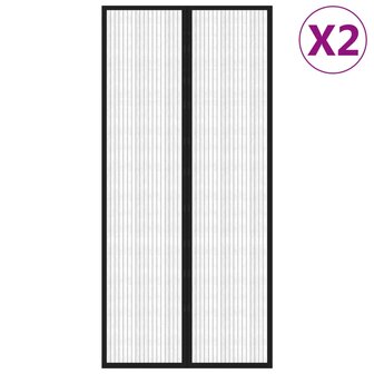 Insectendeurgordijnen 2 st magnetisch 220x110 cm zwart 2