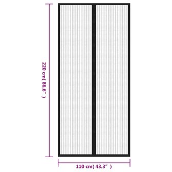 Insectendeurgordijnen 2 st magnetisch 220x110 cm zwart 8