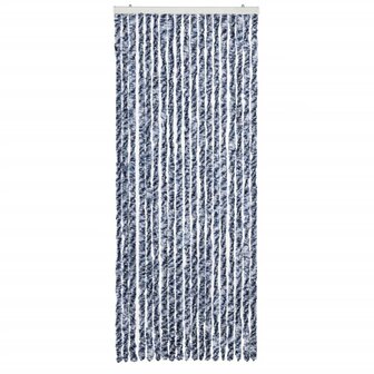 Vliegengordijn 56x200 cm chenille blauw en wit 3