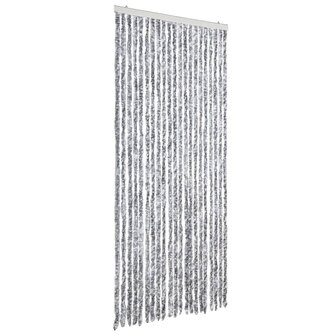 Vliegengordijn 90x200 cm chenille wit en grijs 2