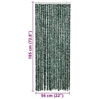 Vliegengordijn 56x185 cm chenille groen en wit 7