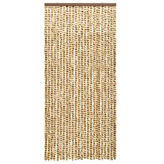 Vliegengordijn 90x220 cm chenille beige en bruin 2