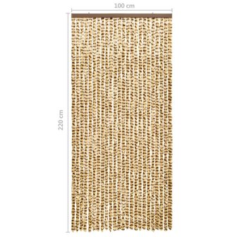 Vliegengordijn 100x220 cm chenille beige en bruin 6