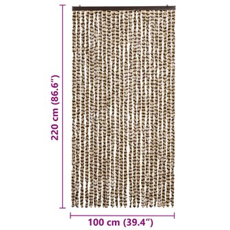 Vliegengordijn 100x220 cm chenille beige en bruin 7